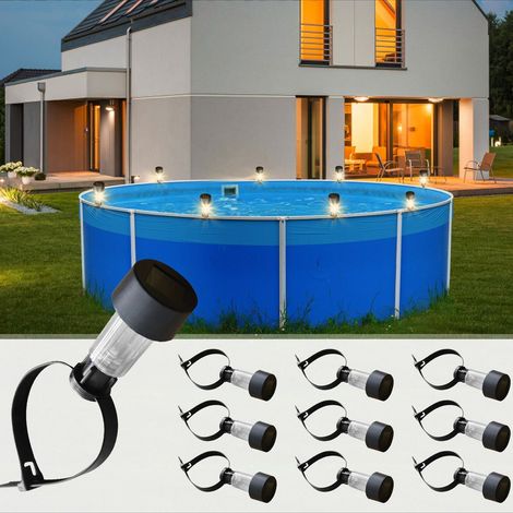 Lot de 10 lampes solaires d'extérieur étanches à économie d'énergie , éclairage d'ambiance à LED pour piscine , fête , économie d'énergie , respectueuses de l'environnement (1/5)