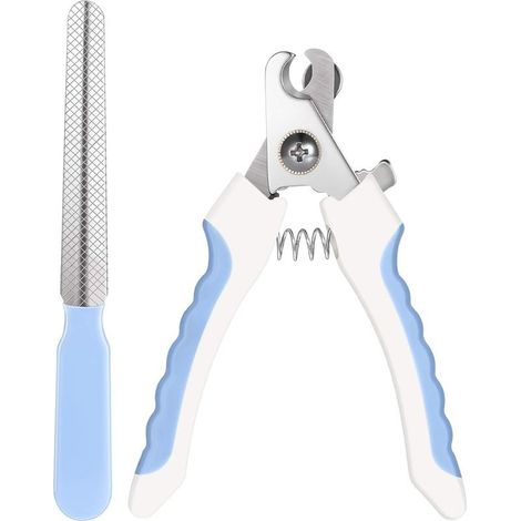 Coupe-Ongles pour Animaux de Compagnie Ciseaux à Griffes d'Animaux Coupe Griffes pour Animaux de Compagnie Coupe-Ongles de Chien Coupe-Griffe n Acier Inoxydable pour Chiens Chats (Blanc et Bleu)-Fei Y (1/4)