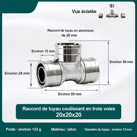 Raccord à glissement pour plomberie, raccord té 20 en laiton nickelé pour chauffage au sol et tube multicouche 1 kg – Livraison gratuite (1/5)