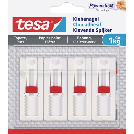 tesa Klebenagel Traglast 1 kg, 4 Stück Haushaltsklebeband & Klebehaken