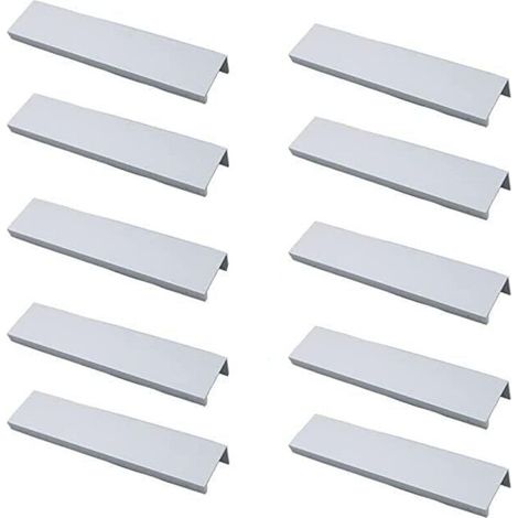(Weiß) 10er-Pack schwarze Griffe, schwarze Möbelgriffe – unsichtbare Griffe, schwarze Küchenschrankgriffe, Möbelgriffe aus mattschwarzer Aluminiumlegierung, 128 mm Lochabstand
