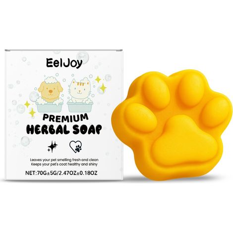 Savon pour animaux de compagnie à base d'ingrédients végétaux, idéal pour le nettoyage quotidien des chats et des chiens, éliminant les odeurs et laissant un parfum rafraîchissant – 70 g ± 5 g (1/5)