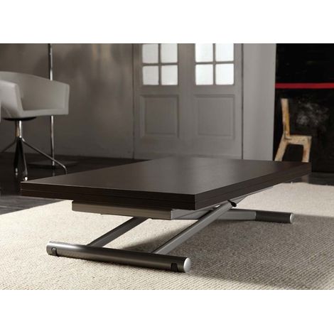 Table basse relevable bois wengué Soft 110x70/140 cm-Couleur des pieds Blanc (1/5)