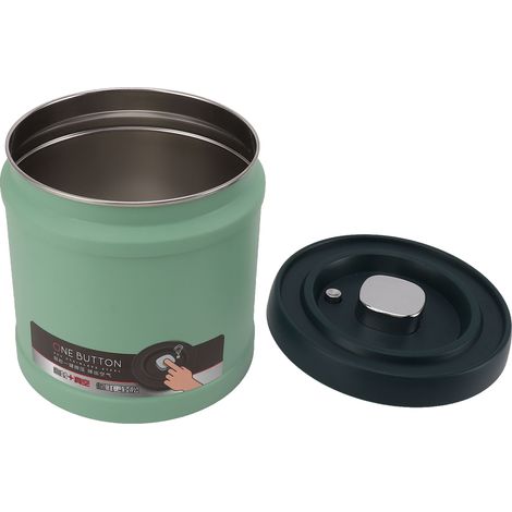 Bocal de conservation alimentaire hermétique en acier inoxydable, type presse sous vide pour thé, café, haricots, farine, céréales, sucre, vert menthe 1600ml 14,2x14,6cm (1/5)