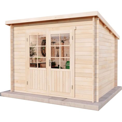 Alpholz Pultdach Gartenhaus Maria Gartenhaus aus Holz, Holzhaus mit 40 mm Wandstärke, Blockbohlenhaus mit Montagematerial (1/5)