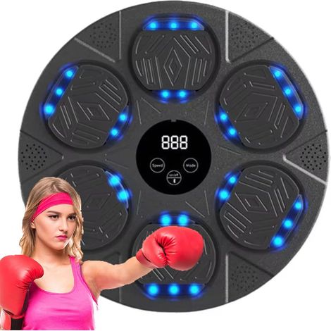 Appareil de boxe musical intelligent, entraîneur de boxe électronique avec gants, noir