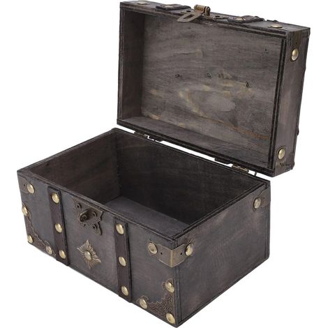 Wooden Treasure Chest Vintage Coded Lock Alloy Tipping Wood for Jewelry Makeup Holiday Cards Film Prop Seal Board Alloy PU Leather (1/5)