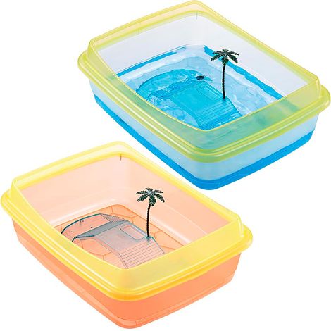 Ferplast TORTUGAS Vaschetta per piccole tartarughe in plastica colorata. Variante TORTUGAS - Misure: 47 x 36 x h 15.5 cm - Colori misti