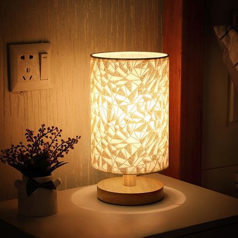 Lampadaire De Bureau En Lin - Bois Massif - LED Blanc Chaud 2500K-3000K - Alimentation USB 5V - Pour Chambre À Coucher Et Salon - 1 Pièce (1/5)