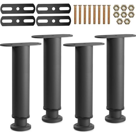 4 - Bettfuß - Zentrale Stütze - Höhenverstellbar 8-12 cm - Verstärkung für Lattenrost - Robuster Stahl - Für Bettgestell - Schwarz (1/5)
