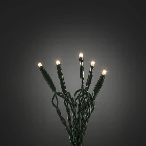 Konstsmide catena luminosa a micro LED, 20 diodi a luce bianca calda, 24 V trasformatore interno, cavo verde 6351 – 120