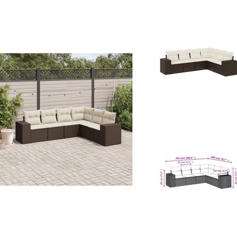 The Living Store 6-tlg. Garten-Sofagarnitur mit Kissen Braun Poly Rattan - Gartenmöbel (1/3)