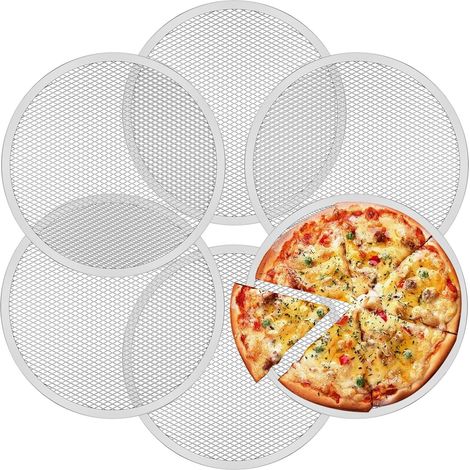 Lot de 6 grilles à pizza perforées antiadhésives de 30,5 cm - Rondes avec revêtement antiadhésif - Résistantes à la température - Réutilisables (1/5)