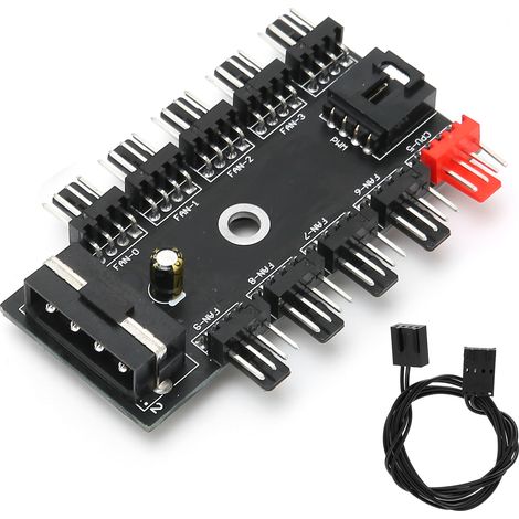 Câble séparateur 1 vers 10 avec Hub PWM 4 broches pour ventilateurs PC, alimentation via port IDE (1/4)