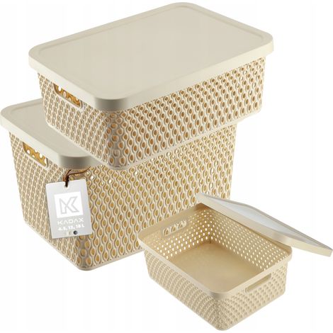 KADAX Box mit Deckel Behälter Korb Organizer-Set 4,5 l+12 l+18 l
