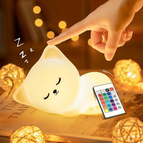 Luz nocturna para niños, luz nocturna para bebés, 16 colores + mando a distancia, luz nocturna recargable e inalámbrica, decoración de habitación para bebé (1/5)