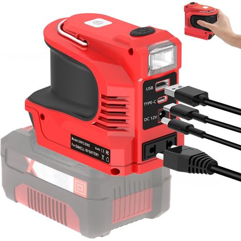 Geeignet für den Einhell 18V, 220V 220-230W Batterie-Wechselrichter, tragbaren Stromgenerator, Ladegerät-Adapter mit USB-Anschlüssen, Typ-C und Netzsteckdose (1/5)