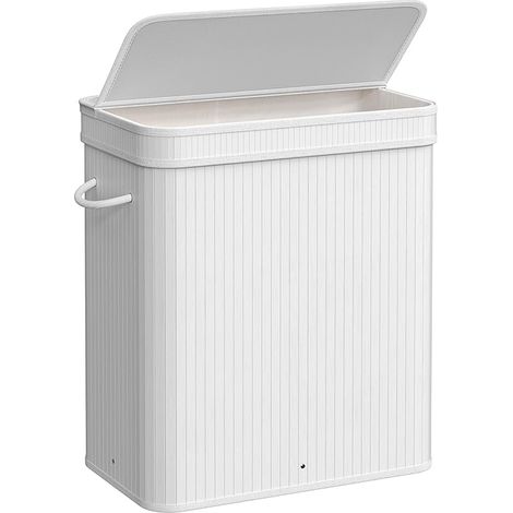 Songmics – Panier à linge en bambou avec couvercle – Sac intérieur amovible et lavable – Volume 100L – Dimensions 54,5 x 34,5 x 61 cm – Poids 2,6 kg – Charge max 25 kg (1/5)