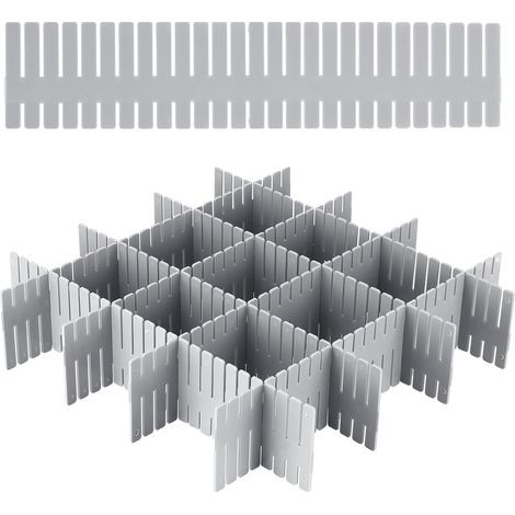 24 Stück Schubladentrenner, 32 x 7 cm Schubladenorganizer, Kunststoff-Schubladengitter, verstellbar, für Unterwäsche und Socken (1/5)