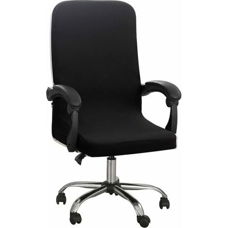 Funda elástica para silla de oficina alta, estampado jacquard negro, talla M, universal, sin reposabrazos, fácil de poner y quitar. (1/5)
