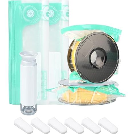 22 sacs sous vide réutilisables pour filaments 3D (34 x 30 cm) - Épais, kit alimentaire, anti-humidité avec 6 clips et 1 pompe manuelle (1/4)