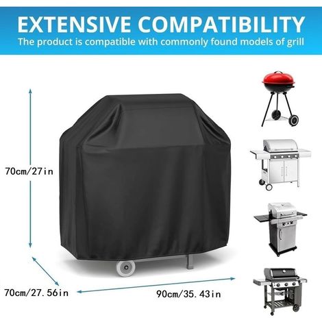 Housse de barbecue 90x70x70cm Noir bache protection Bâche de protection housse barbecue plancha Extérieure Bâche De Barbecue Anti-Vent Anti-UV Anti-l'eau Anti-l'Humidité Antipoussière (1/5)