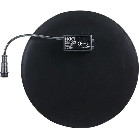 Kit de pompe à eau submersible sans balais Decdeal 9V 2,5W alimentée par panneau solaire pour fontaine, bassin à oiseaux, abreuvoir et étang. Débit : 200 l/h, hauteur de refoulement : 150 cm.