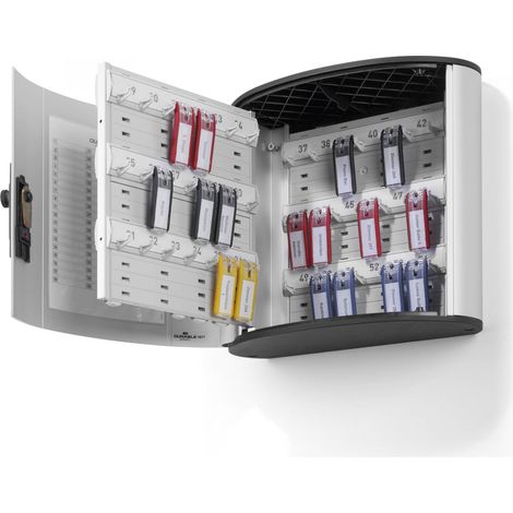 Durable 197723 - Key Box Code 54, Cassetta Portachiavi con Combinazione, 302 x 280 x 118 mm, Capacità 54 Chiavi, Argento Metallizzato