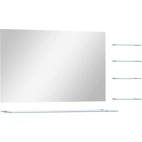 Maison Exclusive - Wandspiegel mit 5 Ablagen Silbern 100×60 cm (1/5)