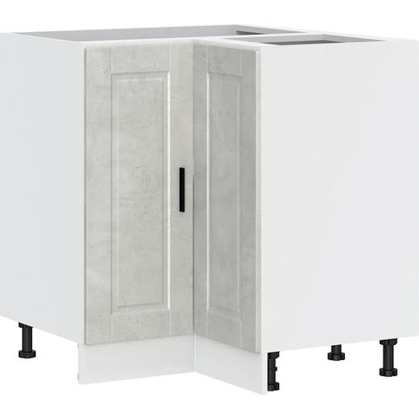Práctico mueble esquinero de cocina con puertas de almacenamiento 75,5 x 75,5 x 81,5 cm madera de ingeniería gris hormigón 020050296 (1/5)