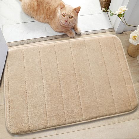 Kamelfarbene Badezimmermatte, 40 x 60 x 0,5 cm, 1 Stück, maschinenwaschbar, saugfähig, Badezimmermatte, Badewannen-Duschmatte (1/5)
