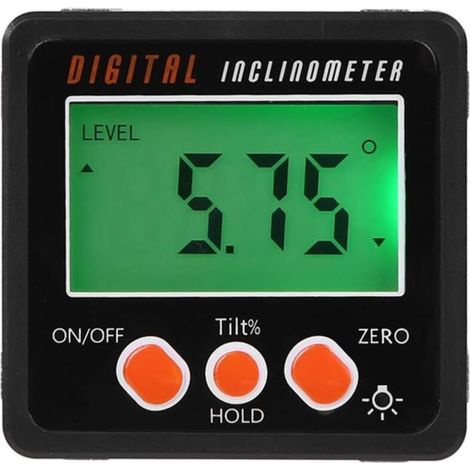 Angle Mesure Angle Horizontal Compteur numérique Inclinomètre, Numérique Boîte de Niveau Électronique Base Magnétique Outils de Mesure, Noir (1/4)