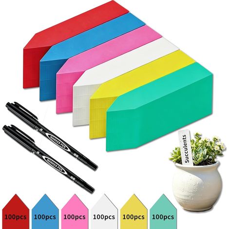 600 Pièces Étiquettes pour Plantes en Plastique avec 2 Feutres 10x2cm Etiquette Potager Plastique Exterieur, Etiquette Semis Imperméable Etiquette Réutilisable, pour Potager, Vergers, Serres (1/5)