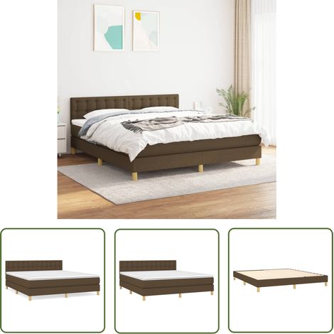 The Living Store Boxspringbett mit Matratze Dunkelbraun 160x200 cm Stoff - Boxspringbett - Doppelbett - Bettenrahmen - Schlafsofa - Lattenrost (1/5)