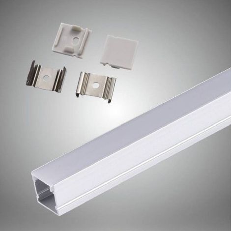 Profilo In Alluminio Barra Da 2mt Con Copertura Opaca Per Strip Led Strisce Al15 (1/2)