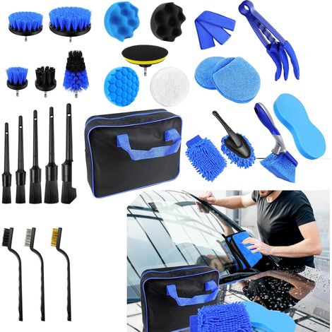 ensemble de brosses de beauté de voiture de 29 pièces, brosse douce, ensemble de nettoyage professionnel de roue intérieure, pièces automobiles, ensemble de beauté de voiture (1/5)
