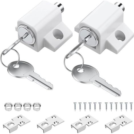Sliding door lock for patio, white, locks for sliding doors, blocks windows or sliding doors with keys, increased home security (2 pieces) (1/5)