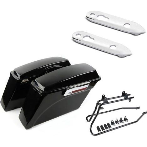 Set: Sacoches Laterales compatible avec Harley Davidson Dyna Street Bob 08-17 DY1 Craftride + Kit de relocalisation des clignotants