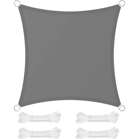 Voile d'ombrage 3 x 3 m, colonne d'eau 665 mm, polyester indéchirable, protection UV 93 %, terrasse, jardin, balcon, carré, 2 gris