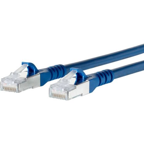 Metz Connect 1308450544-E RJ45 Câble réseau, câble patch CAT 6a S/FTP 0.50 m bleu avec cliquet dencastrement 1 pc(s) (1/2)