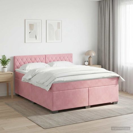 vidaXL Lit boxspring avec matelas Rose 140 x 200 cm Velours (1/5)