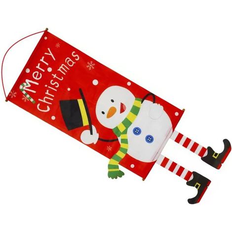 Weihnachtsflagge, dekorative vertikale Weihnachtsflagge, Wandbehang für Garten, Büro, Schule, Geschäft, Schneemann (1/5)