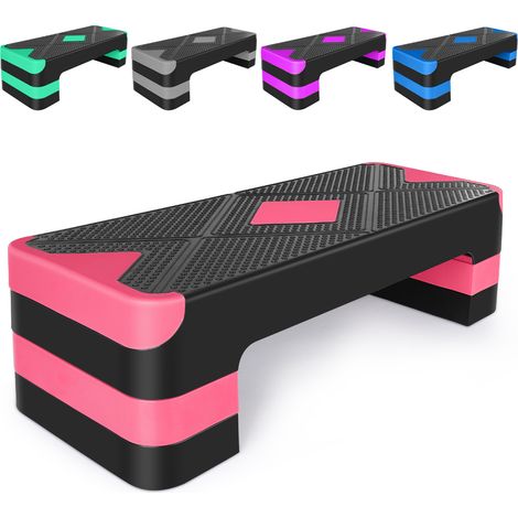 Step aerobico regolabile per allenamento, 68,5 cm, plastica, rosa e nero (1/5)