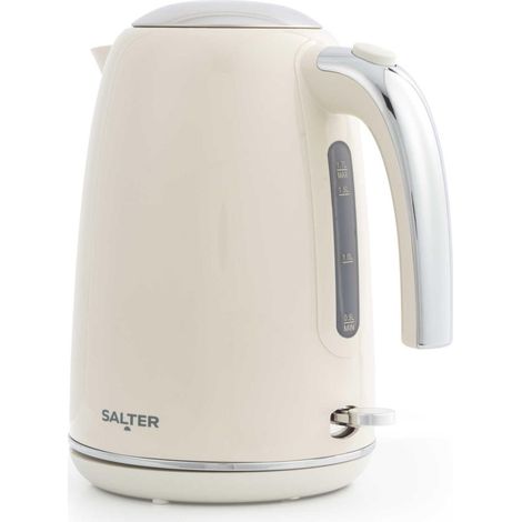 Bouilloire Rétro 1,7 L Sans Fil, Ébullition Rapide 3KW, Base Rotative à 360°, Avec Filtre Anti-Calcaire Amovible, Jauge de Niveau d'Eau, Indicateur Lumineux Bleu, Crème (1/5)