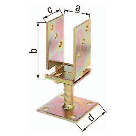 GAH  Alberts  U-Pfostenträger  71-131x110x70x100mm  TZN  breitenverstellbar,zum  Aufschr  -  214500 (1/3)