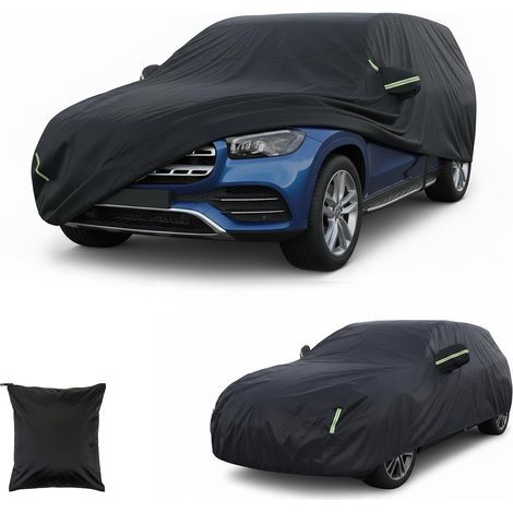 Housse de Voiture Universelle pour SUV Compact, Bâche Voiture Housse Extérieure 190T Imperméable, Résistante Neige/Poussière/Coupe-Vent, Noire, Dimensions : 4.85 1.9 1.85m (1/5)