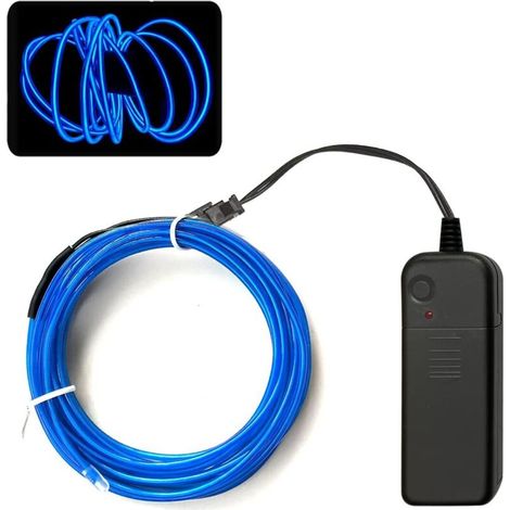 Bande Lumineuse Néon Bleue Portable 5 Mètres Alimentée par Batterie Découpable Personnalisable pour Décoration Fête Halloween et DIY (1/4)