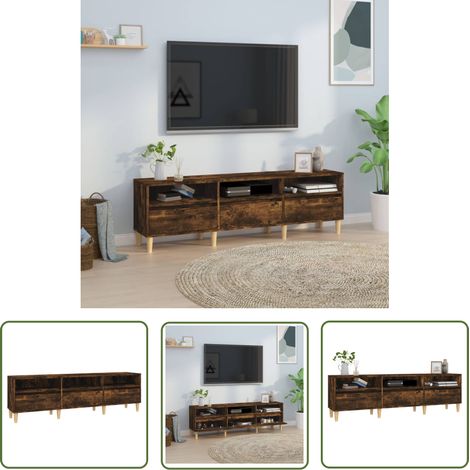 The Living Store Meuble TV chêne fumé 150x30x44,5 cm bois d'ingénierie - Meubles Tv - Meuble Tv - Support Tv - Unité Tv - Meuble En Bois (1/5)