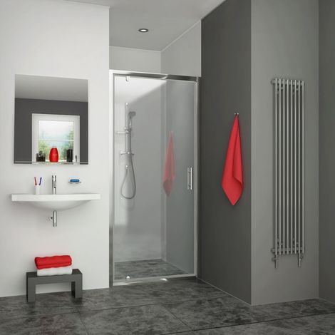 Porte de douche pivotante EQUI argent poli verre clair ht 1900mm larg 875-907mm (1/4)