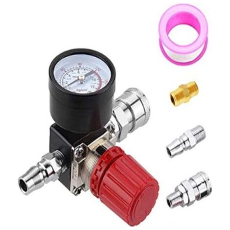 Regolatore di pressione per compressore d'aria – Manometro integrato – Filettatura di uscita da 1/4" – Pressione massima 180 psi – Installazione semplice
